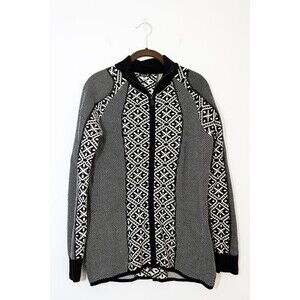 Smartwool Black and White Patterned Zip Hoodie Sweater